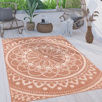 Paco Home Paco Home - Alfombra Salon De Habitacion Cocina Exterior Terraza Jardin Oriental Marroqui 120x160 Cm, Albaricoque