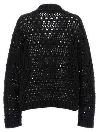 Ganni Openwork Crochet Sweater - Black
