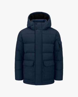Quartz Co. ALEXANDER | Hooded Recycled Down Winter Jacket in True Navy at Nordstrom, Size Xx-Large