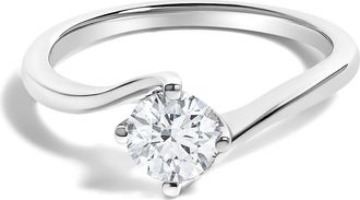 House of Brilliance 14K White Gold 4/5 Cttw Round Lab Grown Diamond Bypass Solitaire Engagement Ring at Nordstrom, Size 10