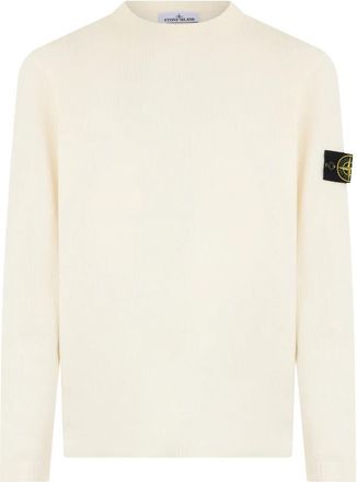 Stone Island Cotton Sweater - Heren - Ronde hals truien - Beige - 2XL - Katoen - Truien & Vesten
