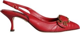 Dolce & Gabbana Rode leren slingback kittenhakken - Dames - Pumps - Rood - 35 EU - Leer - Schoenen