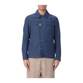 Blauer Giacca Camicia in Cotone - - Jackets - Uomo - Blu - M