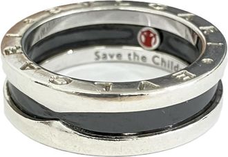 Bulgari Silver Black Silver 925 Band Ring (Pre-Owned)