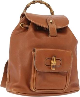 Gucci Pre-owned Leren Rugzak - Dames - Vintage Rugzakken - Bruin - ONE Size - Leer - Vintage