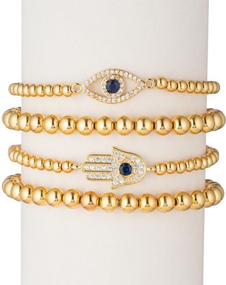 Eyecandy LA Eye Candy La Cz Hamsa & Evil Eye Stretch Bracelet Set