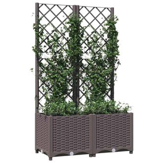 Berkfield Home Garden Planter with Trellis Brown 80x40x136 cm PP | Size: 80 x 40 x 136 cm