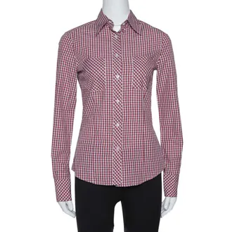 Carolina Herrera Red Checked Cotton Long Sleeve Shirt