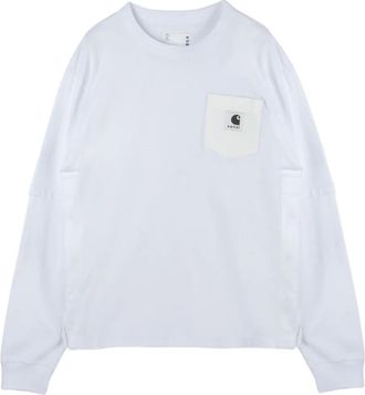 sacai xCarhartt WIP pocket-chest long-sleeve T-shirt - men - Cotton - 3 - White