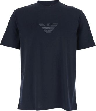 Emporio Armani Pima-jersey T-shirt met logo-opdruk - Heren - T-shirts - Blauw - 2XL - Katoen - Tops