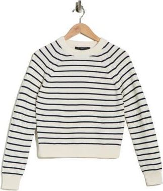 French Connection Mozart Stripe Crewneck Sweater in Navy/Cream at Nordstrom Rack, Size X-Large