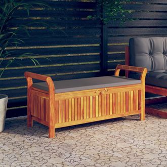 vidaXL Vidaxl - Banco Almacenaje Jard&iacute;n Con Coj&iacute;n Madera Maciza De Acacia 126cm
