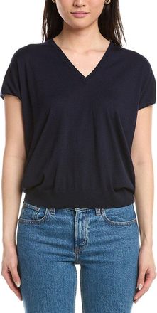 Eleventy Half-Sleeve V-Neck Wool Sweater