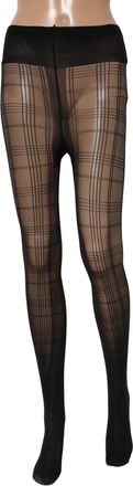 Dolce & Gabbana Womens Black Nylon Tartan Pattern Tights Stockings Socks Clothing