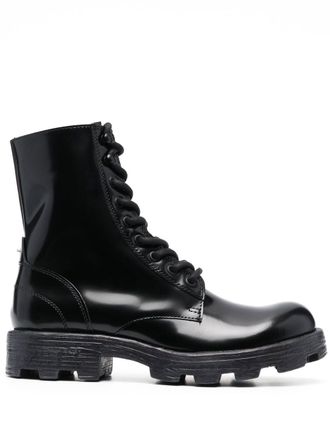 Diesel D-Hammer leren laarzen - Zwart