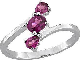 Rina Limor Silver 0.85 Ct. Tw. Rhodolite Three-Stone Bypass Ring