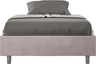 ITYhome Letto una piazza e mezza rivestito in Microfibra - azelia - Colore: Glicine - Tipologia Letto: Senza Rete - Dimensione Rete: 110x190