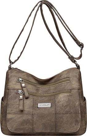 Generic Stylish Women Shoulder Bag Large Capacity Messenger Tote with Secure Zipper Closure for Daily Practical Use (Brown, One Size)