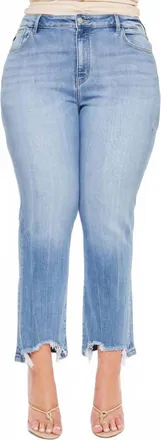 Kancan Lacey Cropped Jeans In Medium