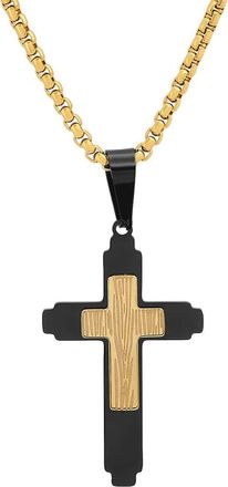 Steeltime Mens 18k Gold Plated Two Tone Cross Pendant Necklace at Nordstrom Rack