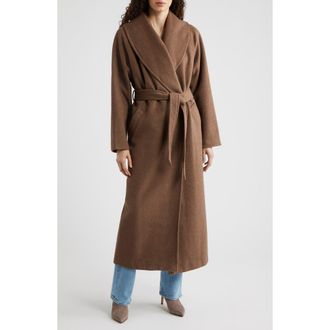 House of CB Cocoon Wool Blend Shawl Collar Coat in Brown at Nordstrom, Size X-Small