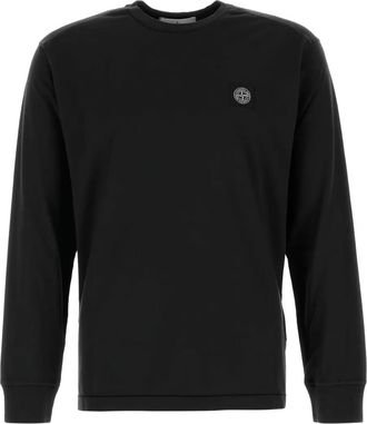 Stone Island T-shirt met logo en lange mouwen - Zwart