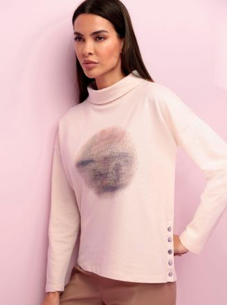 Heine Langarmshirt HEINE Druck-Shirt, Damen, Gr. 40, bunt (elfenbein, khaki, bedruckt), 100% Baumwolle, bedruckt, gemustert, Shirts Langarmshirt