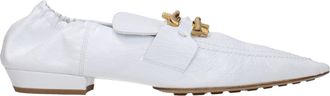 Bottega Veneta Madame Mujers Mocas&iacute;n de cuero blanco