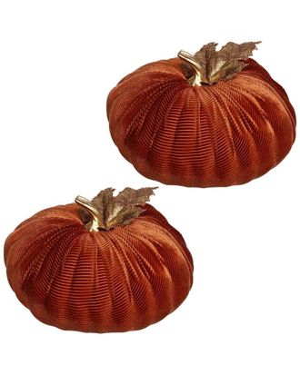 Mark Roberts Handmade Set Of 2 Velvet Pumpkins Large - 10 X 6In