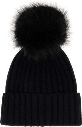 Moncler Womens Black Wool Beanie Hat Exterior: Virgin Cappelli E Fasce Per Capelli