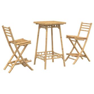 Berkfield Home 3 Piece Outdoor Bar Set Foldable Bamboo in Brown