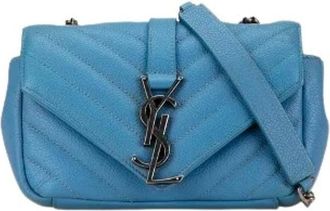 Saint Laurent Pre-owned Cross Body Bags, female, Blue, Size: ONE SIZE Pre-owned Baby Chyc Leather Shoulder Bag