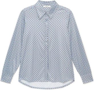 Maliparmi Micro Print Jersey Shirt - Dames - Overhemden - Blauw - L - Polyester - Overhemden