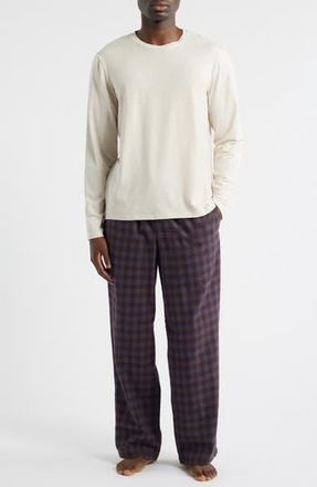 Nordstrom Flannel Pajamas in Oatmeal/Grey Jasper Plaid at Nordstrom Rack, Size Medium