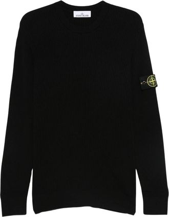 Stone Island Virgin Wool Crew Neck - Heren - Ronde hals truien - Zwart - S - Wol - Truien & Vesten
