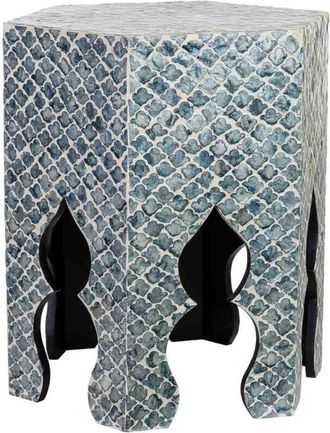 Wanderlust Deco Wanderlust Deco - Mesa auxiliar de madera y capiz gris 45x40x50h cm