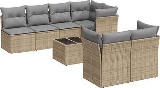 vidaXL Vidaxl - Juego De Sof&aacute;s De Jard&iacute;n Con Cojines Beige 8 Pzas Rat&aacute;n Pe