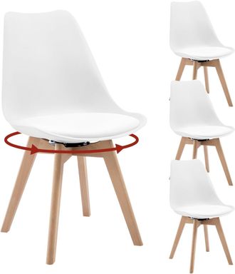 Woltu Juego De 4 Sillas De Comedor, Capacidad De Carga 150 Kg, Color Blanco - Woltu