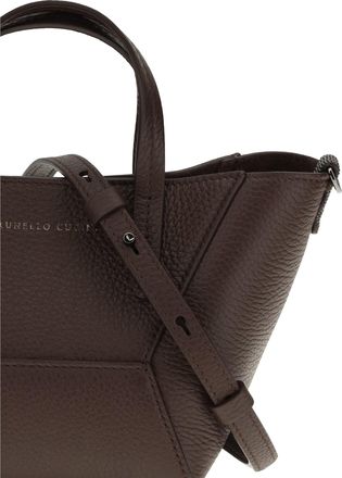 Brunello Cucinelli Womens Leather Handbag Burgundy Calf Shoulder Bags