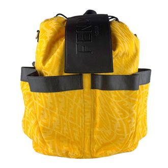 Fendi Black Yellow Nylon Leather Backpack (Pre-Owned)