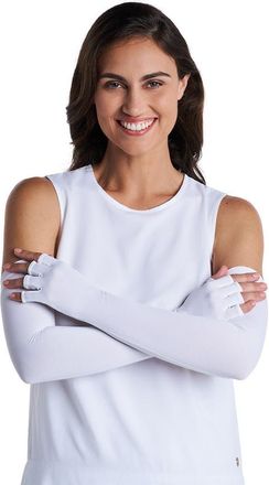 Coolibar Perpetua Long Fingerless UV Sun Gloves, UPF 50+ Sun Protection in White at Nordstrom, Size X-Large