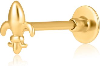 MAX + STONE 14K Gold Single Comfy Flat Back Cartilage Fleur de Lis Stud Earrings