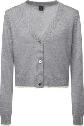 Pinko Grijze Merino Cashmere Trui Geribbelde Manchetten - Dames - Vesten - Grijs - M - Wol - Truien & Vesten