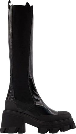 Ganni Cleated High Chelsea Boot - Dames - Schoenen - Zwart - Maat: 36 EU Leer