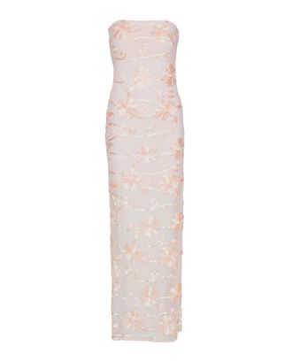 Rotate Intricate Floral Embroidery Tube Dress With Mesh Fabric