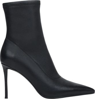 Estro & Luminara Elastic Shaft Stiletto Enkellaarzen - Dames - Laarzen met Hak - Zwart - 37 EU - Leer - Schoenen