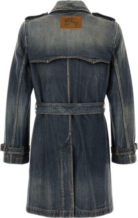 Burberry Midblue Exterior: Cotton Cappotti Coat