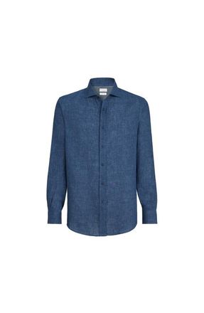 Brunello Cucinelli D&eacute;lav&eacute; linen shirt in Navy Blue at Nordstrom, Size Xxx-Large Eu