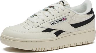 Reebok Womens Club C Double Sneakers, Chalk/Core Black/Chalk, 6.5 Medium US