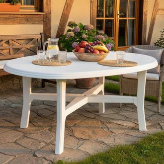 Dmora Dmora Table Ovale Modulable, Made In Italy, 165 X 110 X 72 Cm, Couleur Blanc